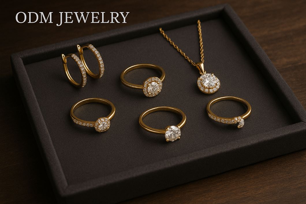 Craftsman setting diamonds into a gold ring during ODM jewelry manufacturing process.